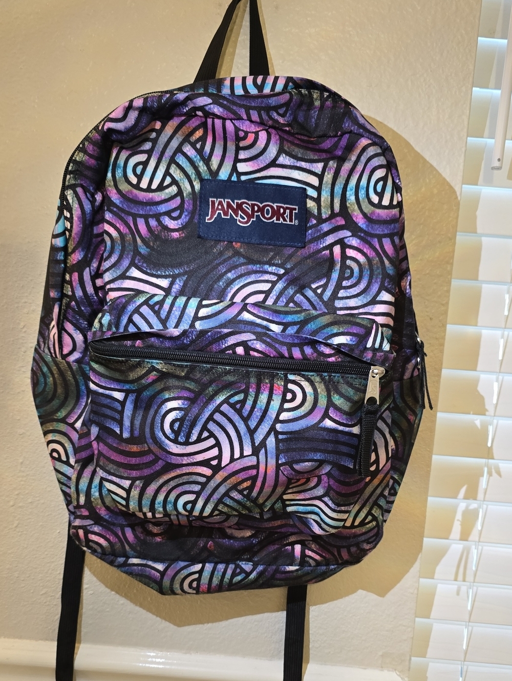 Jansport Purple and Blue Swirl Print Backpack